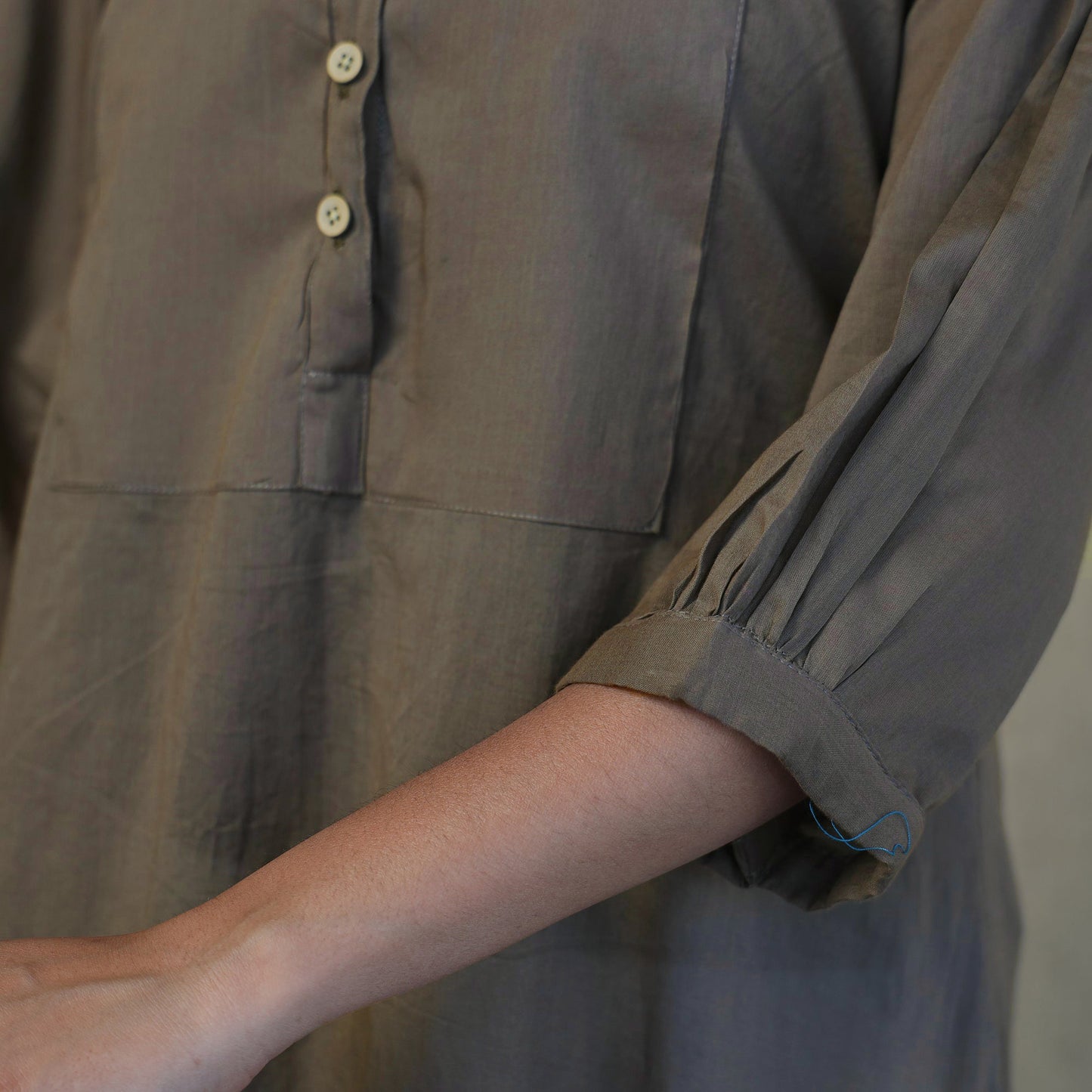 Light Brown - Mulmalai Cotton Plain Dyed A-Line Kurta