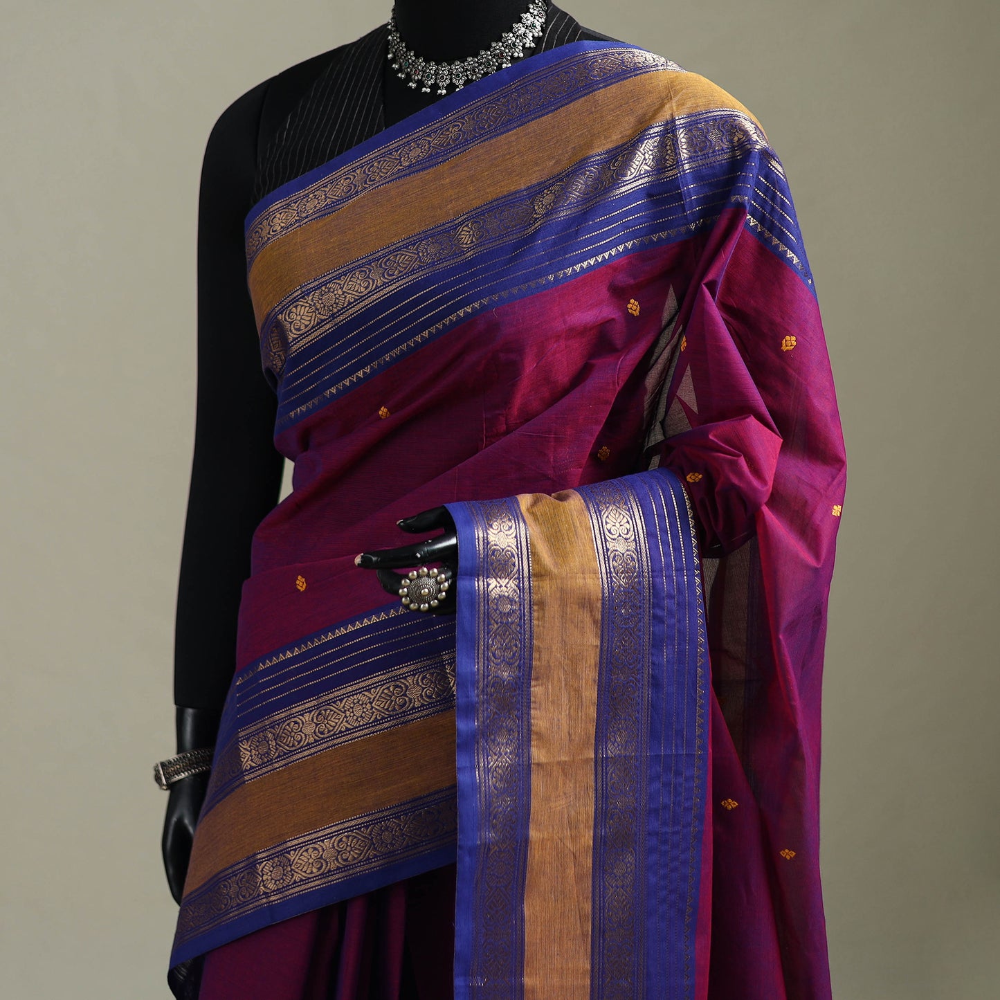 Purple - Kanchipuram Buti Cotton Saree with Border 42