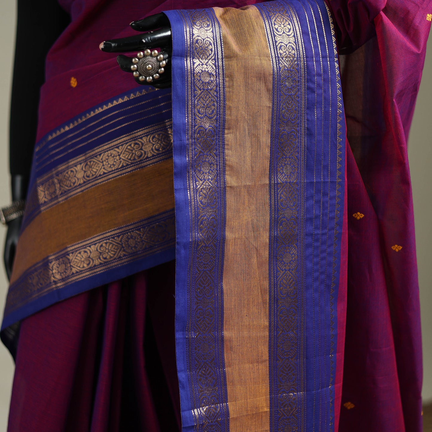 Purple - Kanchipuram Buti Cotton Saree with Border 42