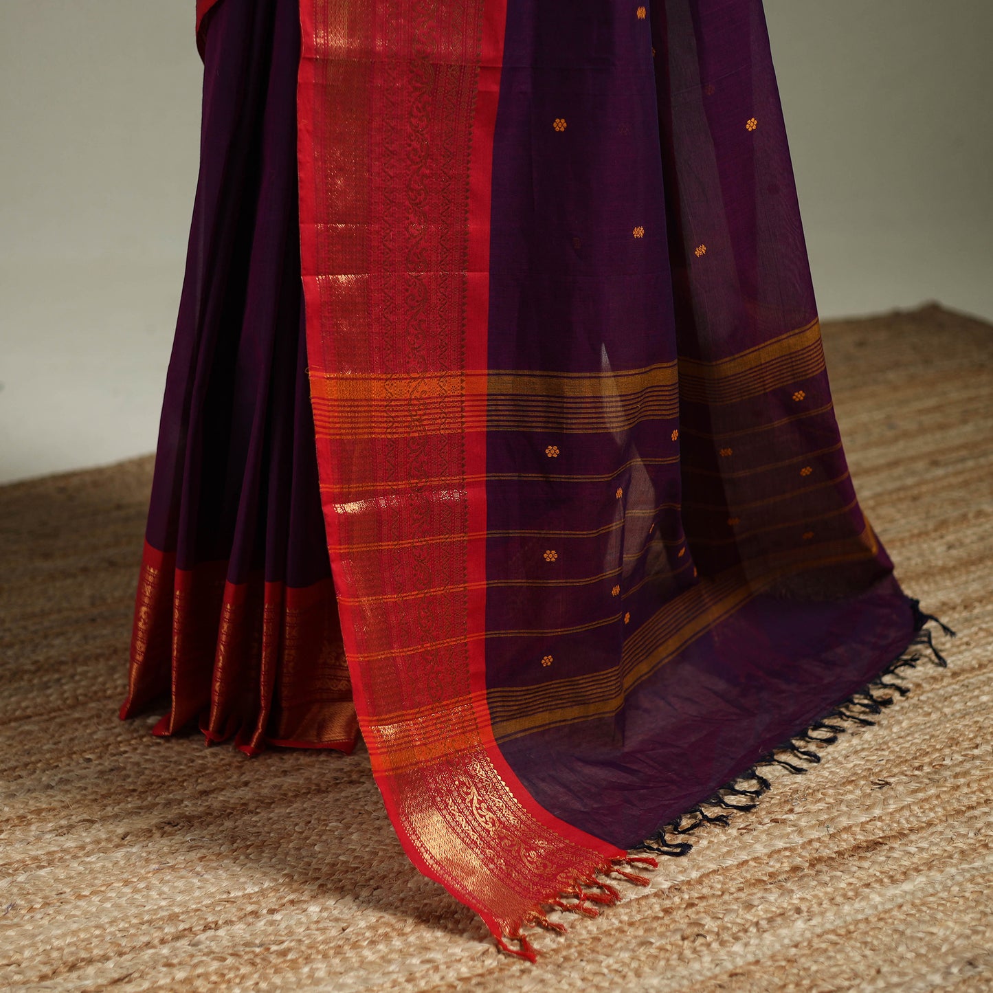 Purple - Kanchipuram Buti Cotton Saree with Border 43