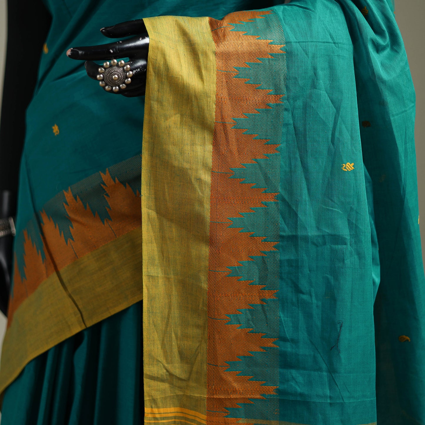 Green - Kanchipuram Buti Cotton Saree with Border 44