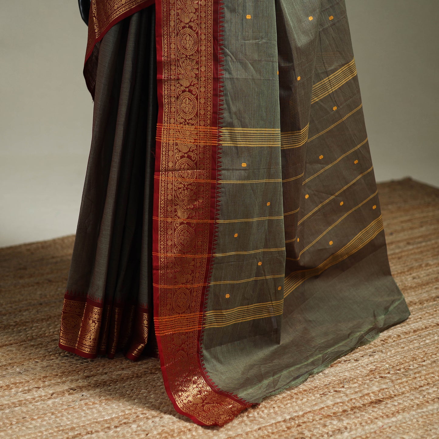 Green - Kanchipuram Buti Cotton Saree with Border 51