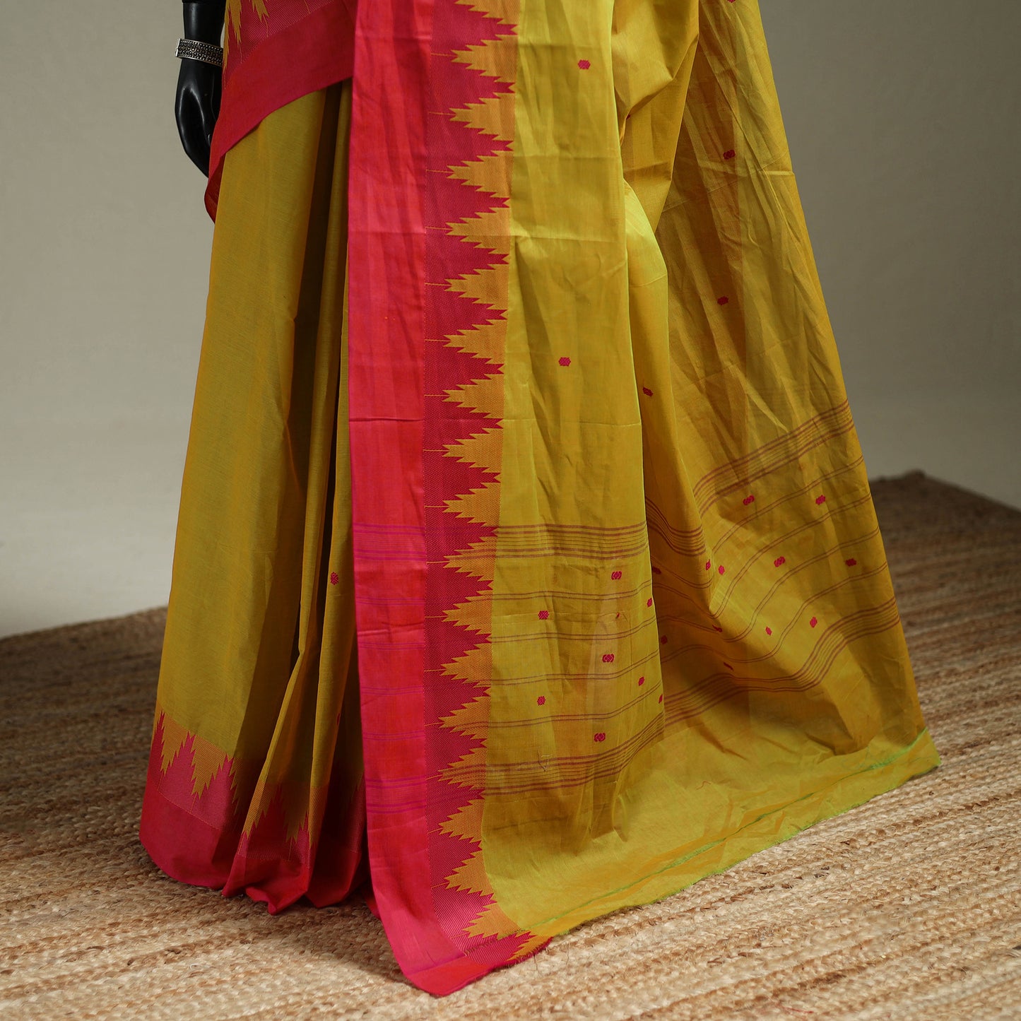 Yellow - Kanchipuram Buti Cotton Saree with Border 62