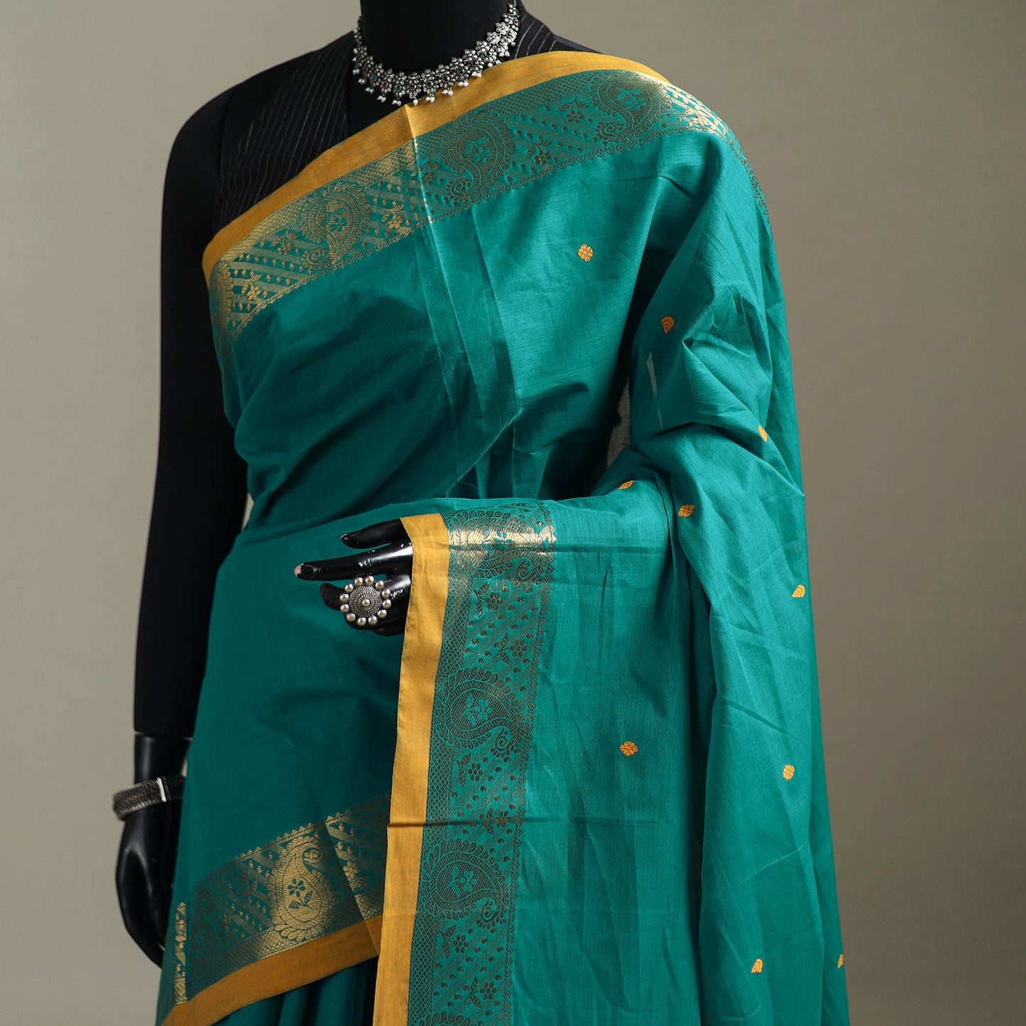 Green - Kanchipuram Buti Cotton Saree with Border 65