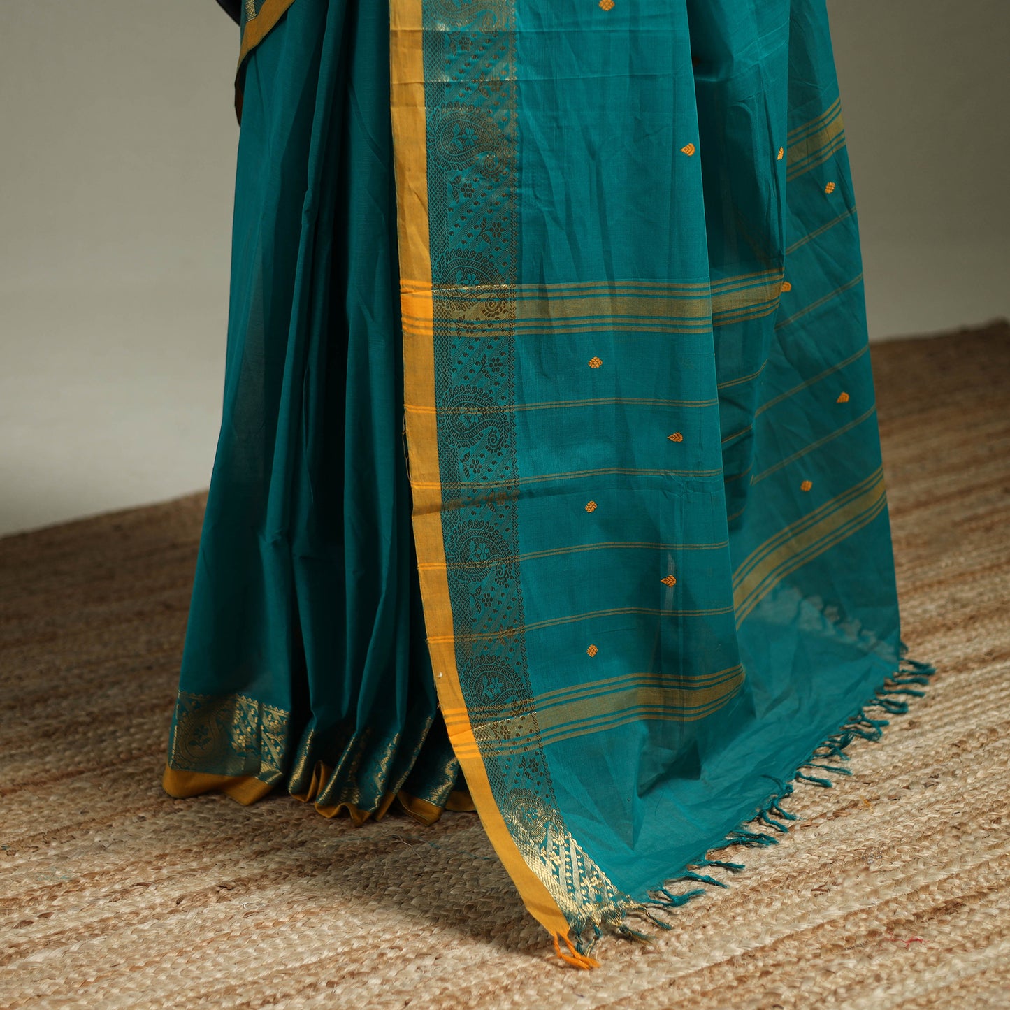 Green - Kanchipuram Buti Cotton Saree with Border 25