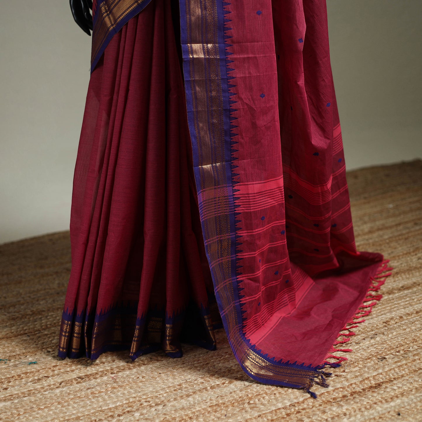 Pink - Kanchipuram Buti Cotton Saree with Border 71