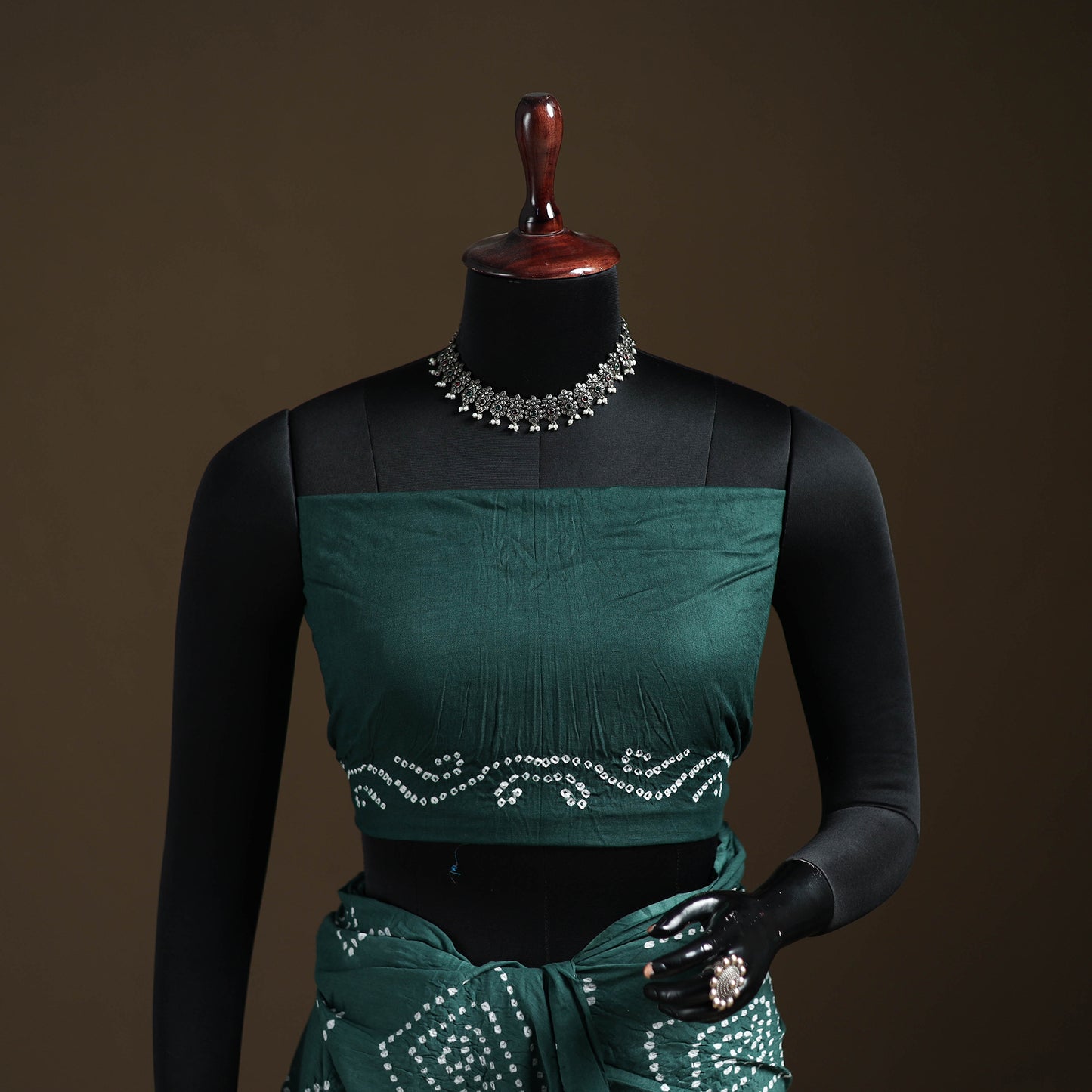 Green - Kutch Tie-Dye Pure Mul Cotton Rai Bandhani Saree with Blouse Piece 15