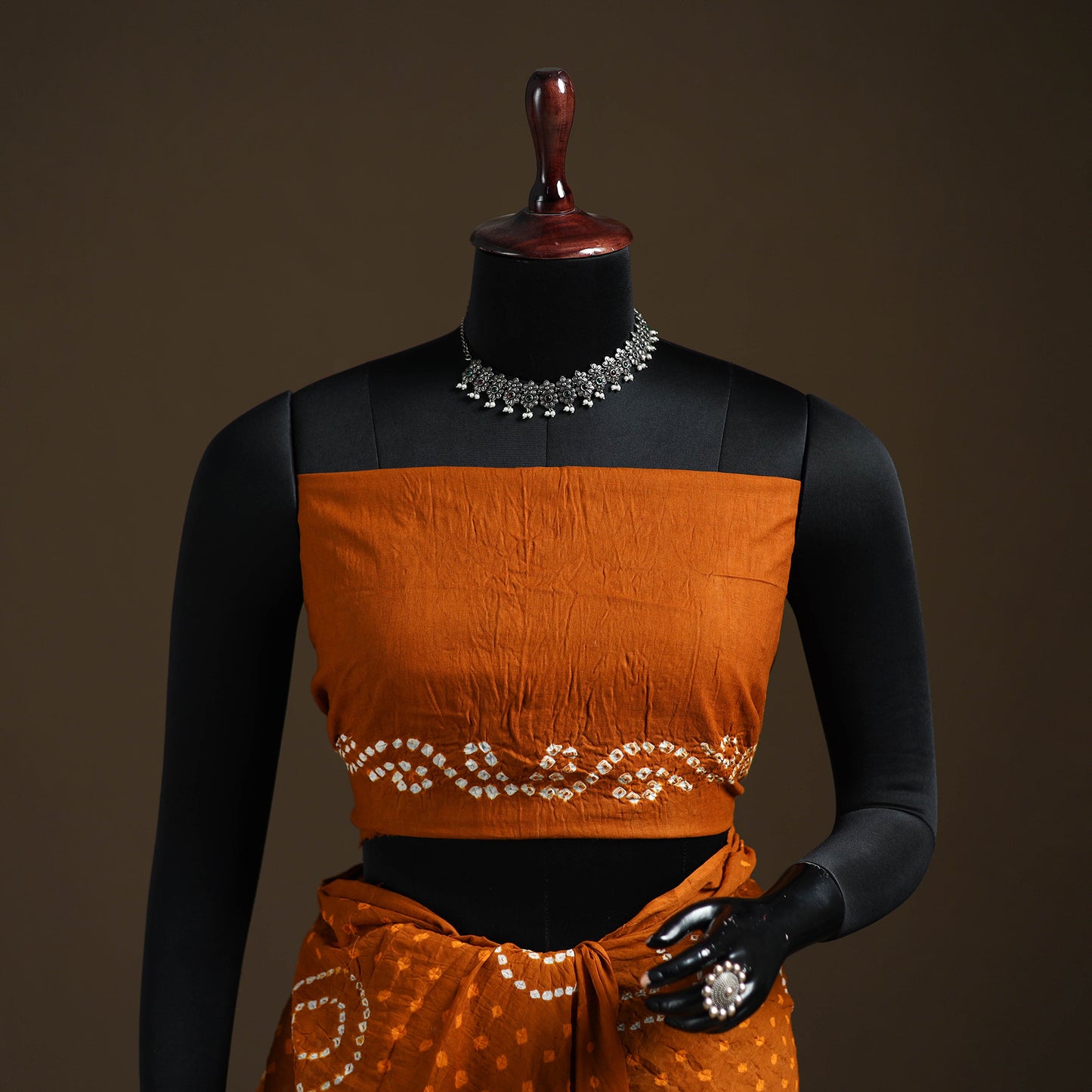 Orange - Kutch Tie-Dye Pure Mul Cotton Rai Bandhani Saree with Blouse Piece 19