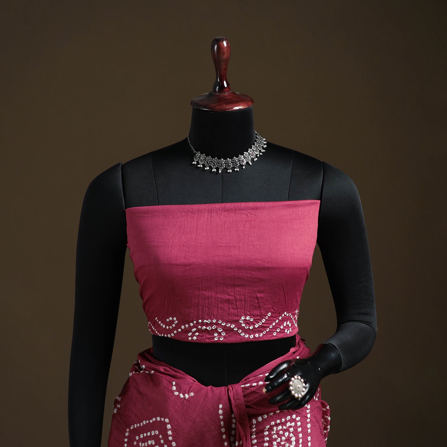 Pink - Kutch Tie-Dye Pure Mul Cotton Rai Bandhani Saree with Blouse Piece 21