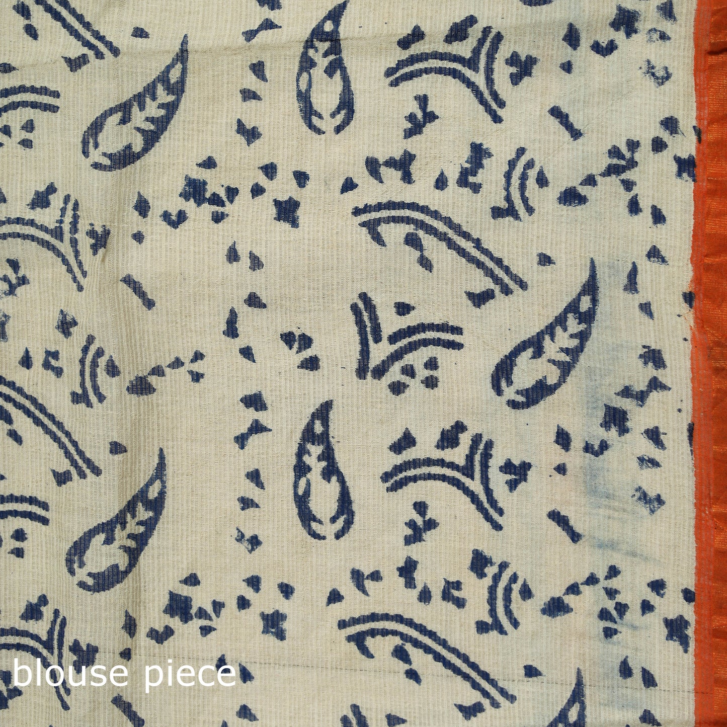 Orange - Sanganeri Hand Block Print Kota Doria Cotton Saree 01