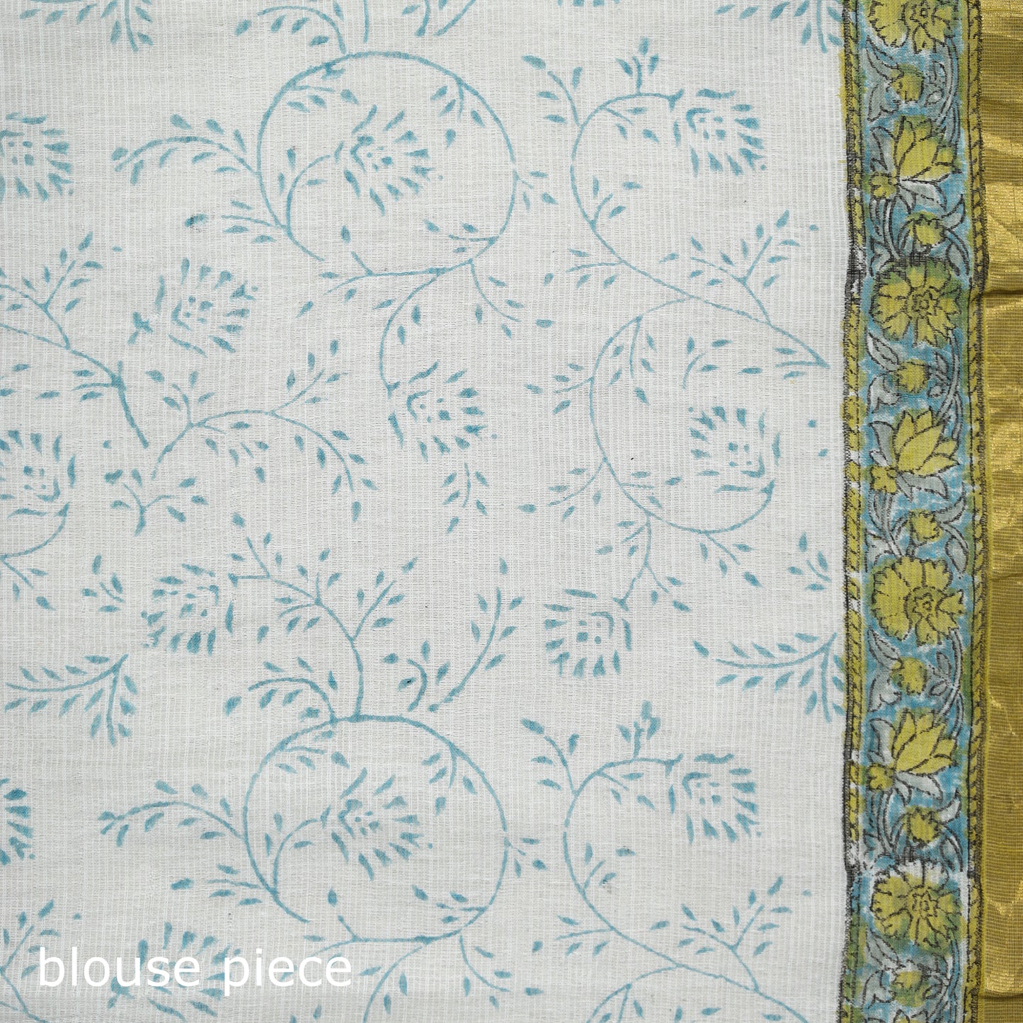 Yellow - Sanganeri Hand Block Print Kota Doria Cotton Saree 02