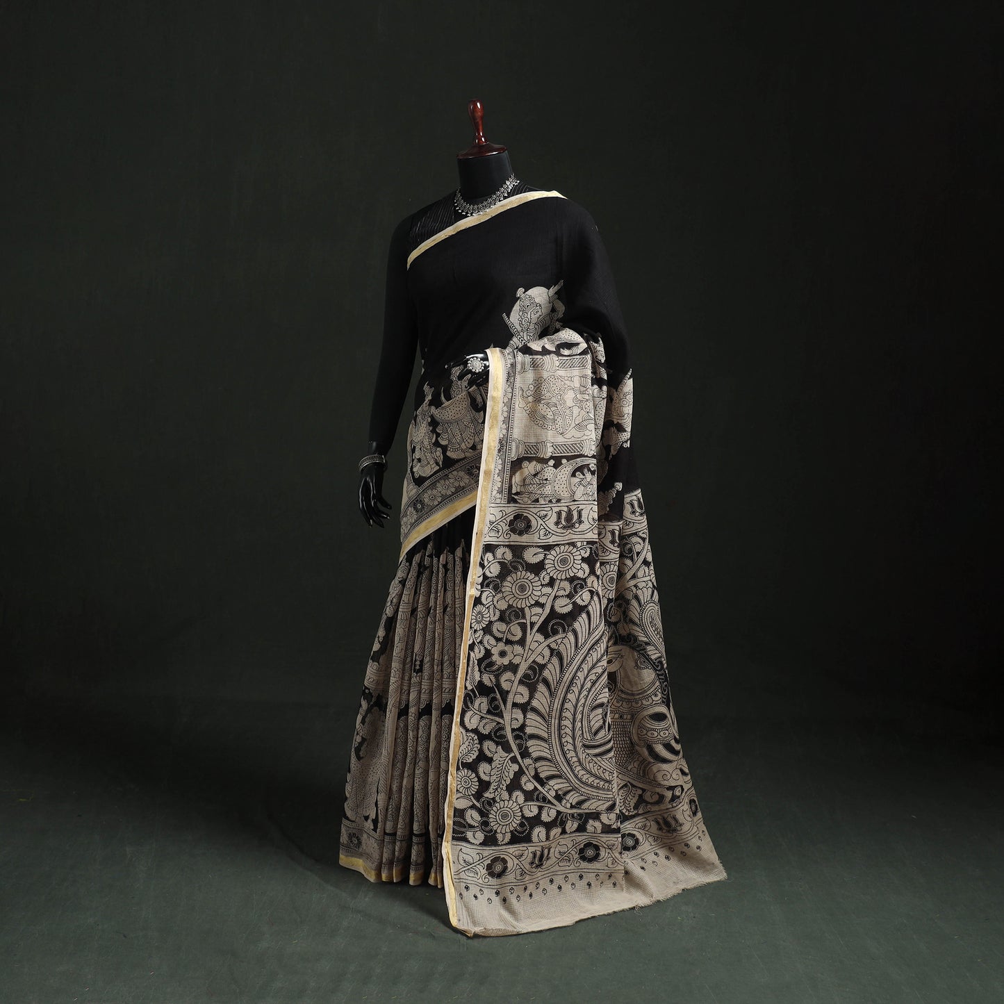 Kota Doria Cotton Printed Kalamkari Saree 01