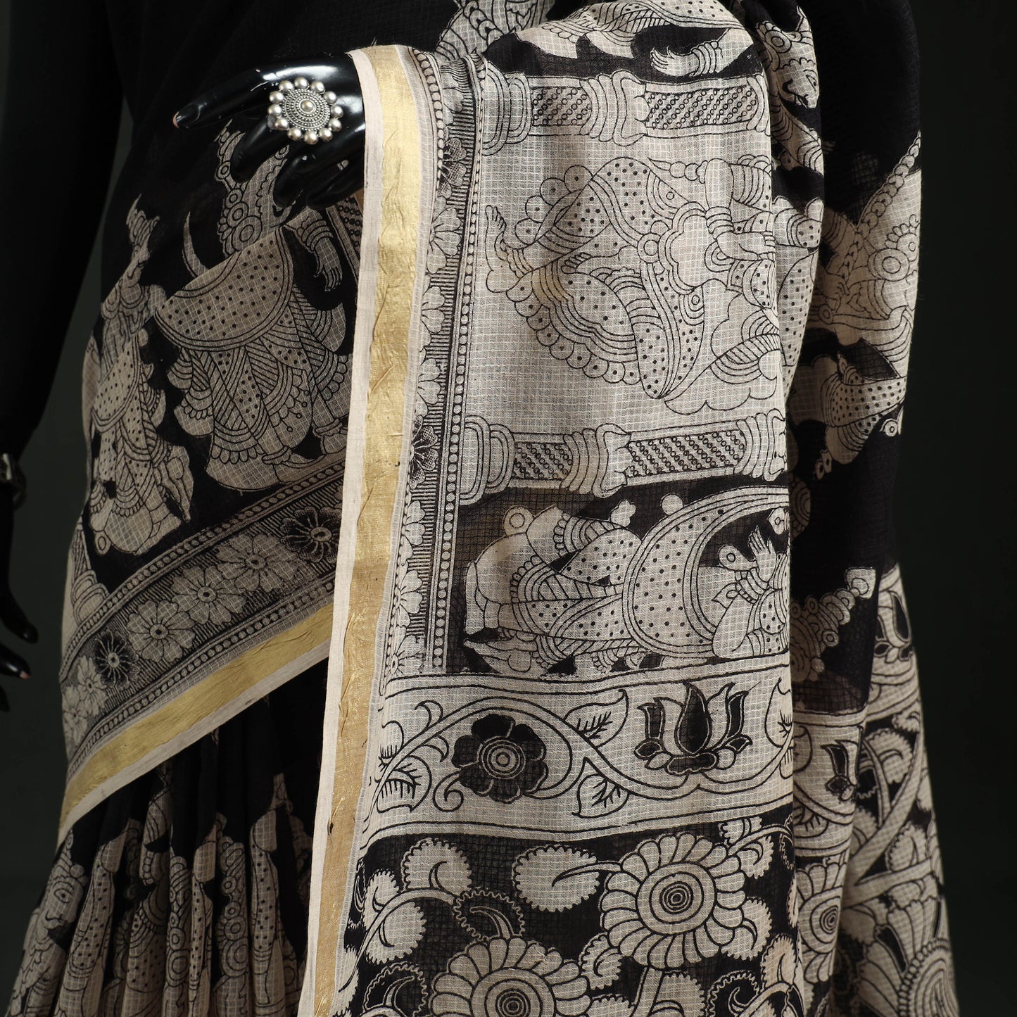 Kota Doria Cotton Printed Kalamkari Saree 01