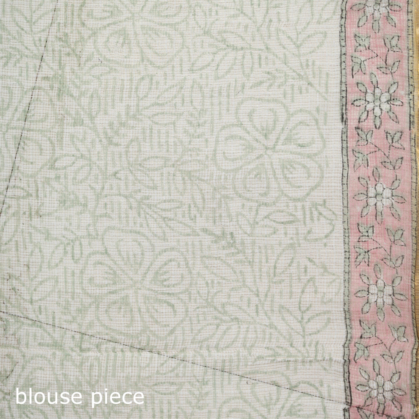 Yellow - Sanganeri Hand Block Print Kota Doria Cotton Saree 05