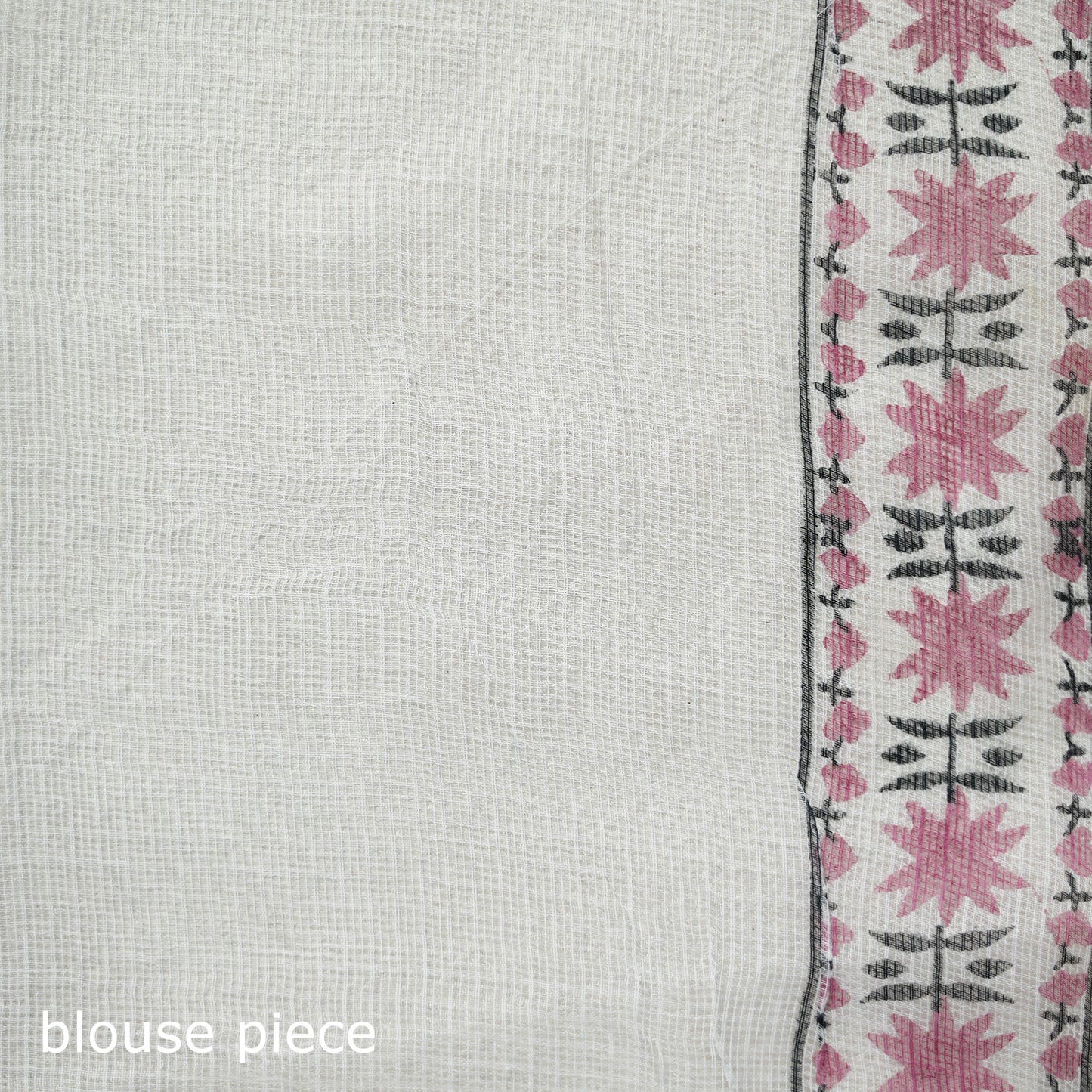 White - Sanganeri Hand Block Print Kota Doria Cotton Saree 06