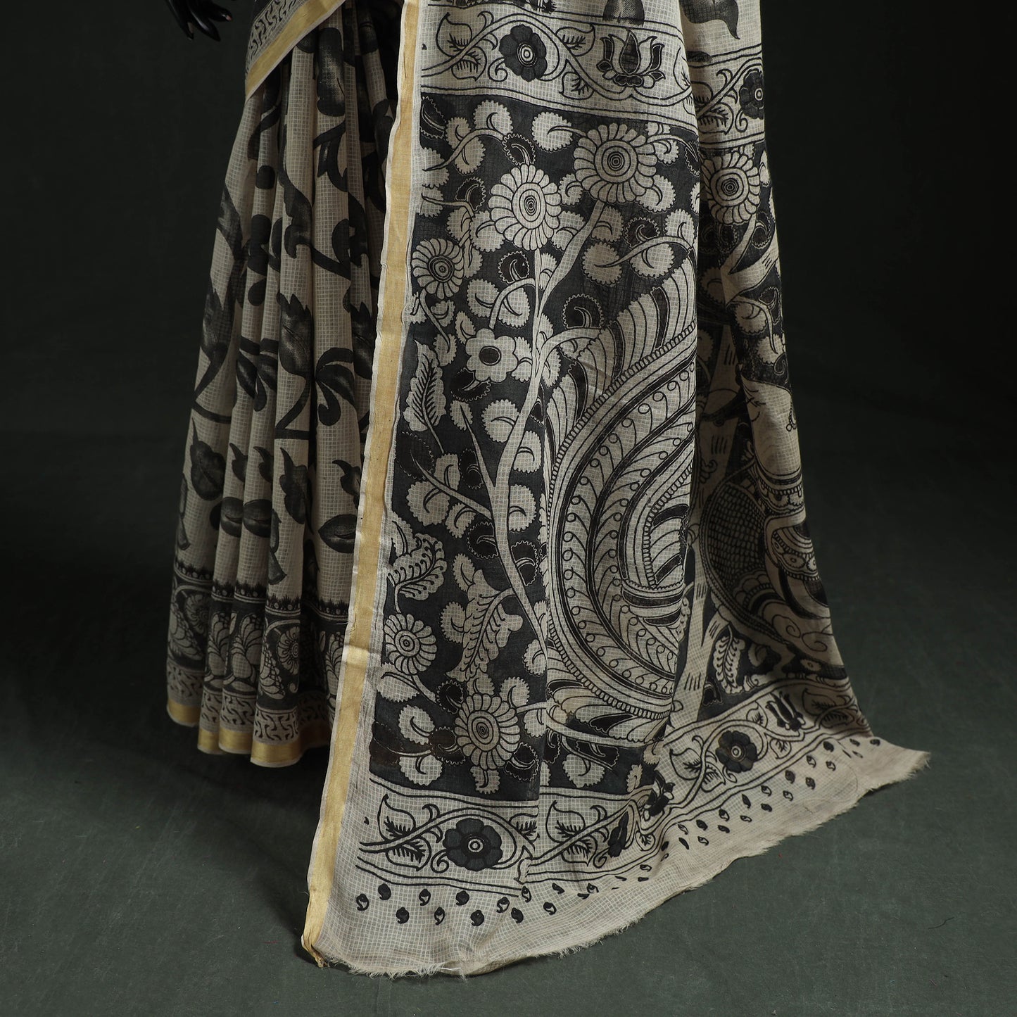 Kota Doria Cotton Printed Kalamkari Saree 03