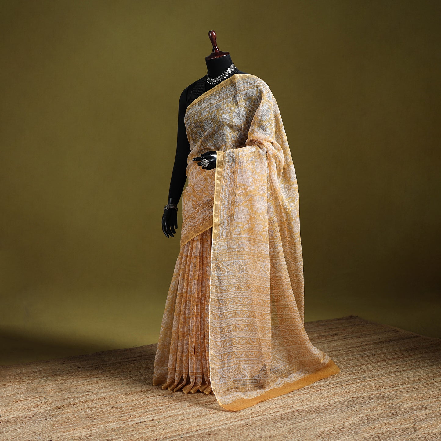 Sanganeri Hand Block Print Kota Doria Cotton Saree 08
