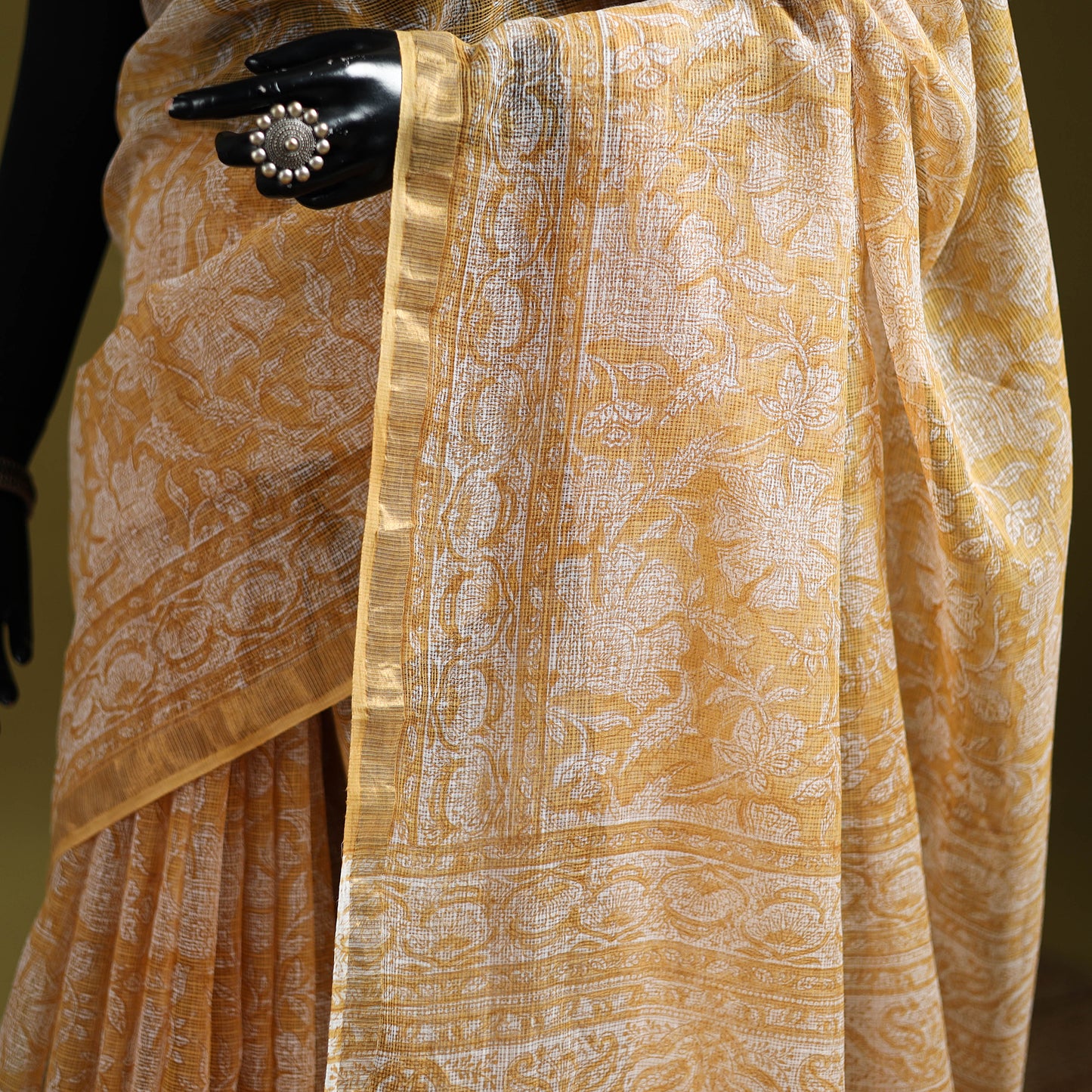 Sanganeri Hand Block Print Kota Doria Cotton Saree 08