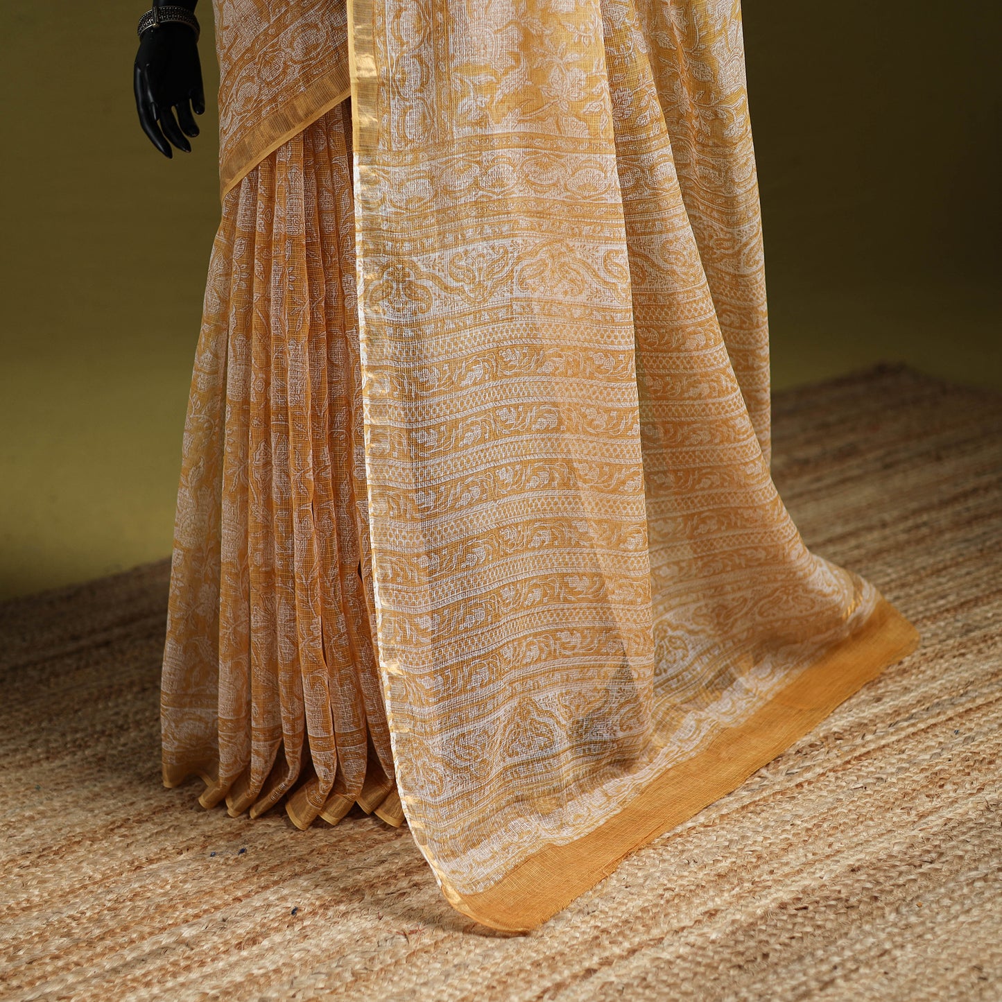 Sanganeri Hand Block Print Kota Doria Cotton Saree 08