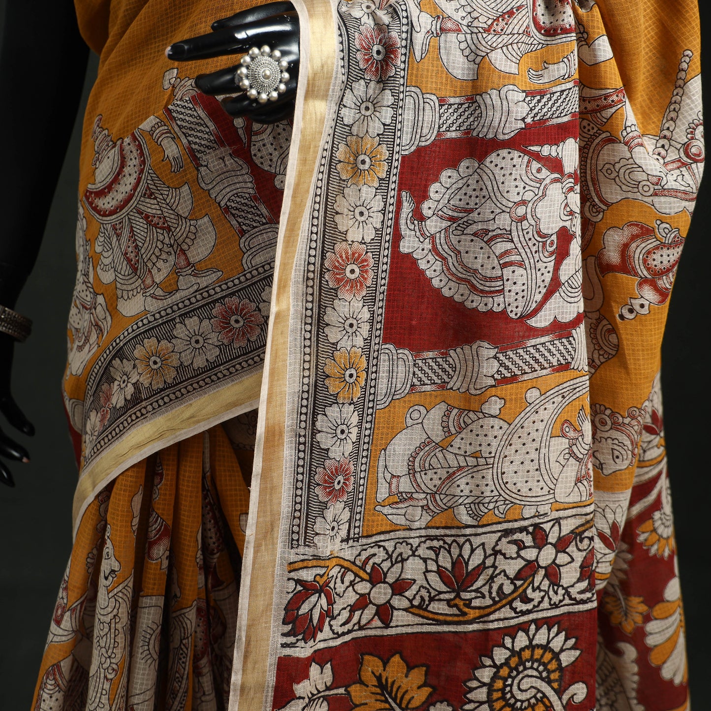 Kota Doria Cotton Printed Kalamkari Saree 06