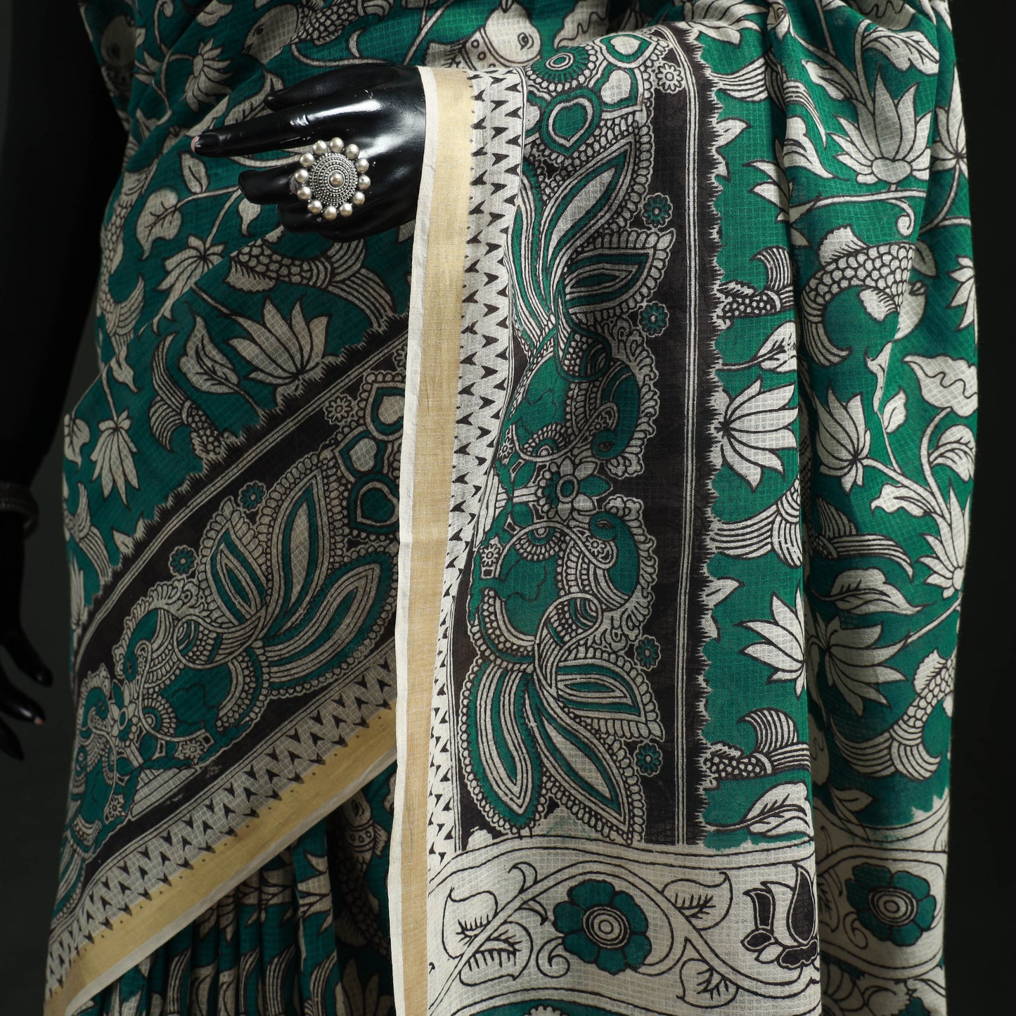 Kota Doria Cotton Printed Kalamkari Saree 08