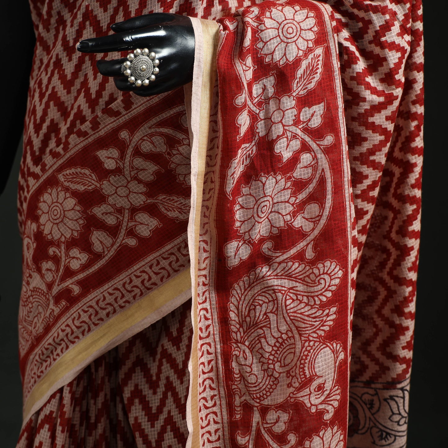 Kota Doria Cotton Printed Kalamkari Saree 12