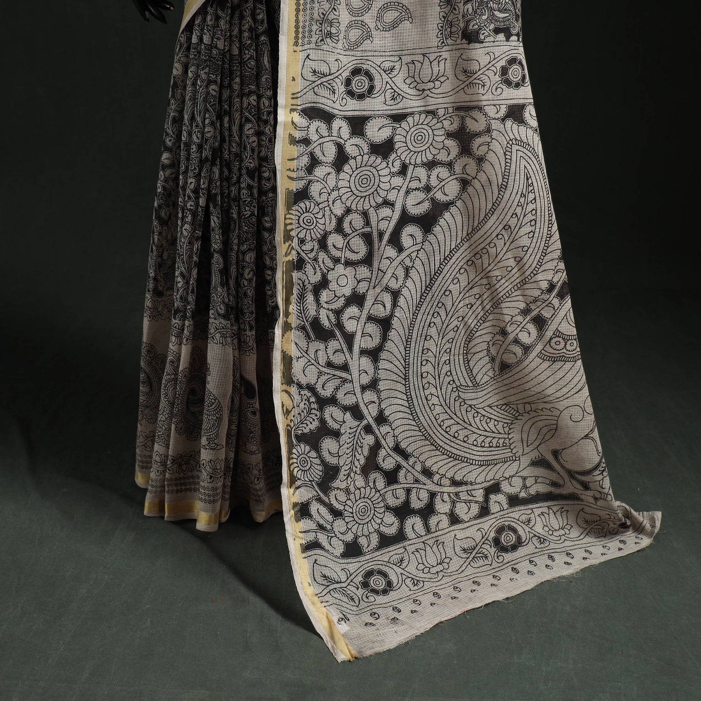 Kota Doria Cotton Printed Kalamkari Saree 15