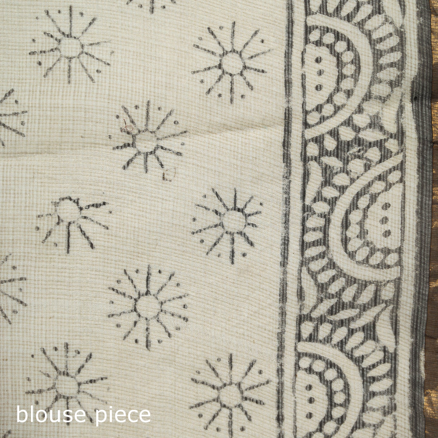 Black - Bagru Hand Block Print Kota Doria Cotton Saree 25
