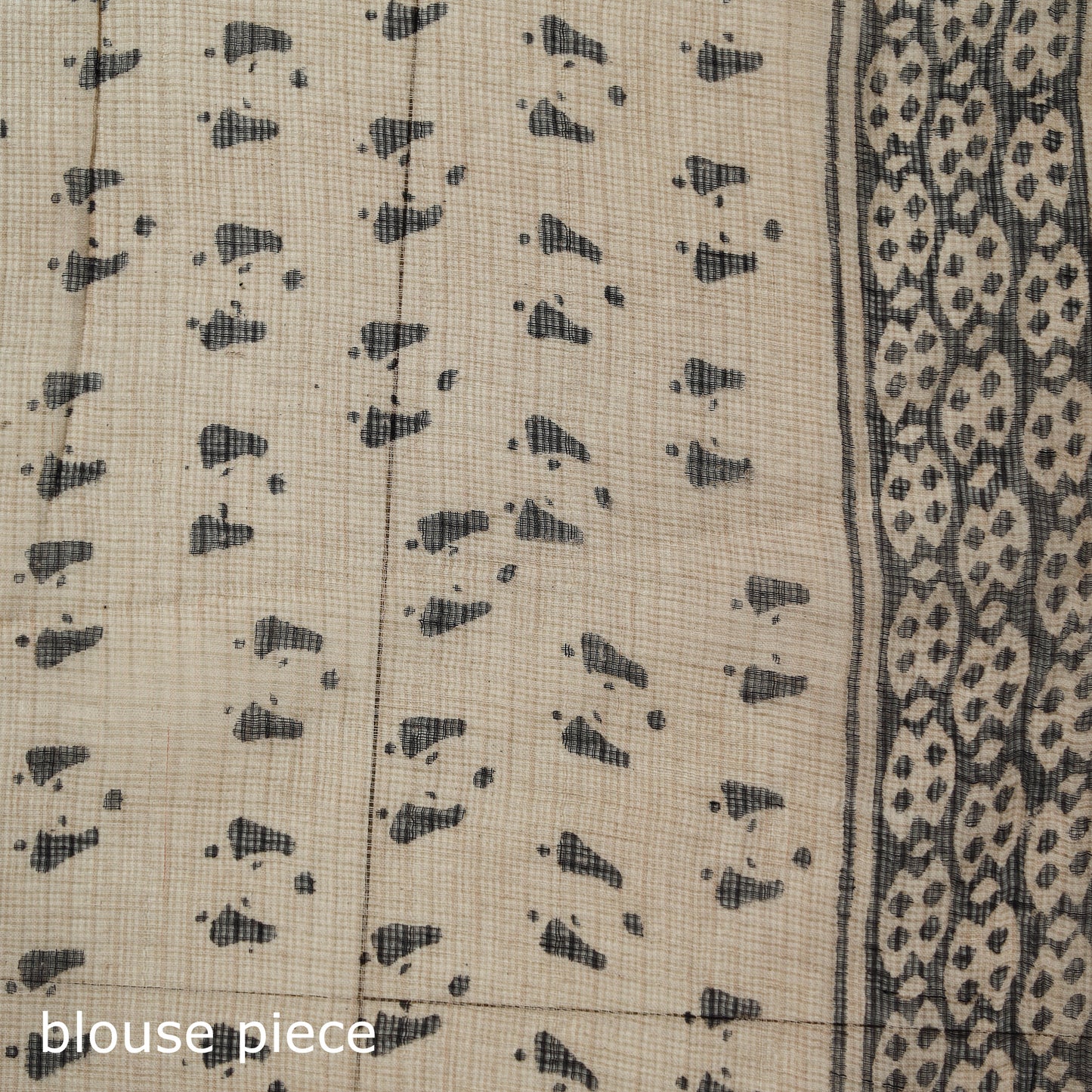 Beige - Bagru Hand Block Print Kota Doria Cotton Saree 33