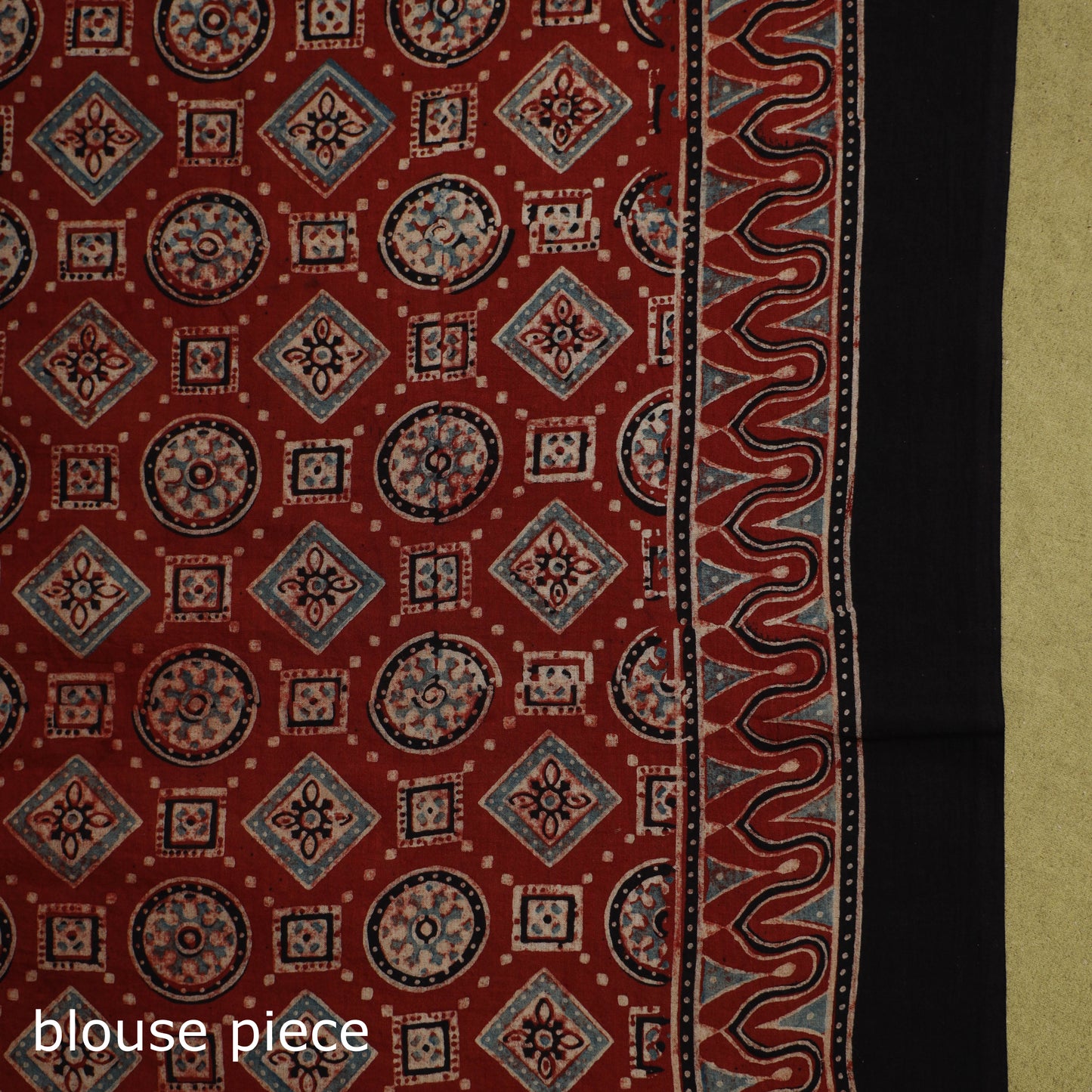 Kutch Hand Block Print Natural Dyed Pure Mul Cotton Ajrakh Saree with Tassels 06