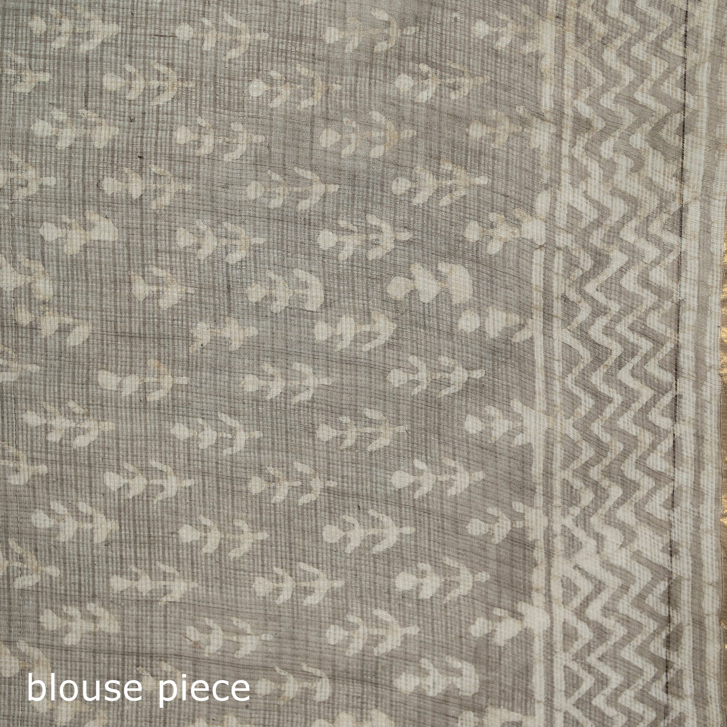 Brown - Batik Hand Block Print Kota Doria Cotton Saree 40