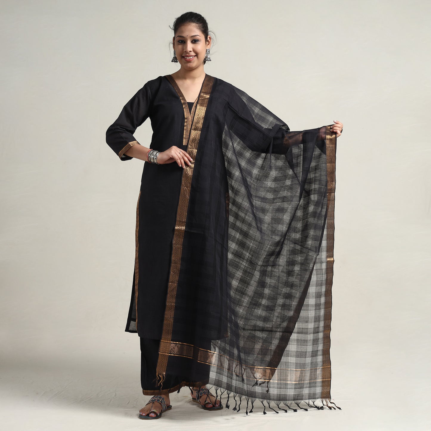 Mangalagiri Kurta with Palazzo & Dupatta Set