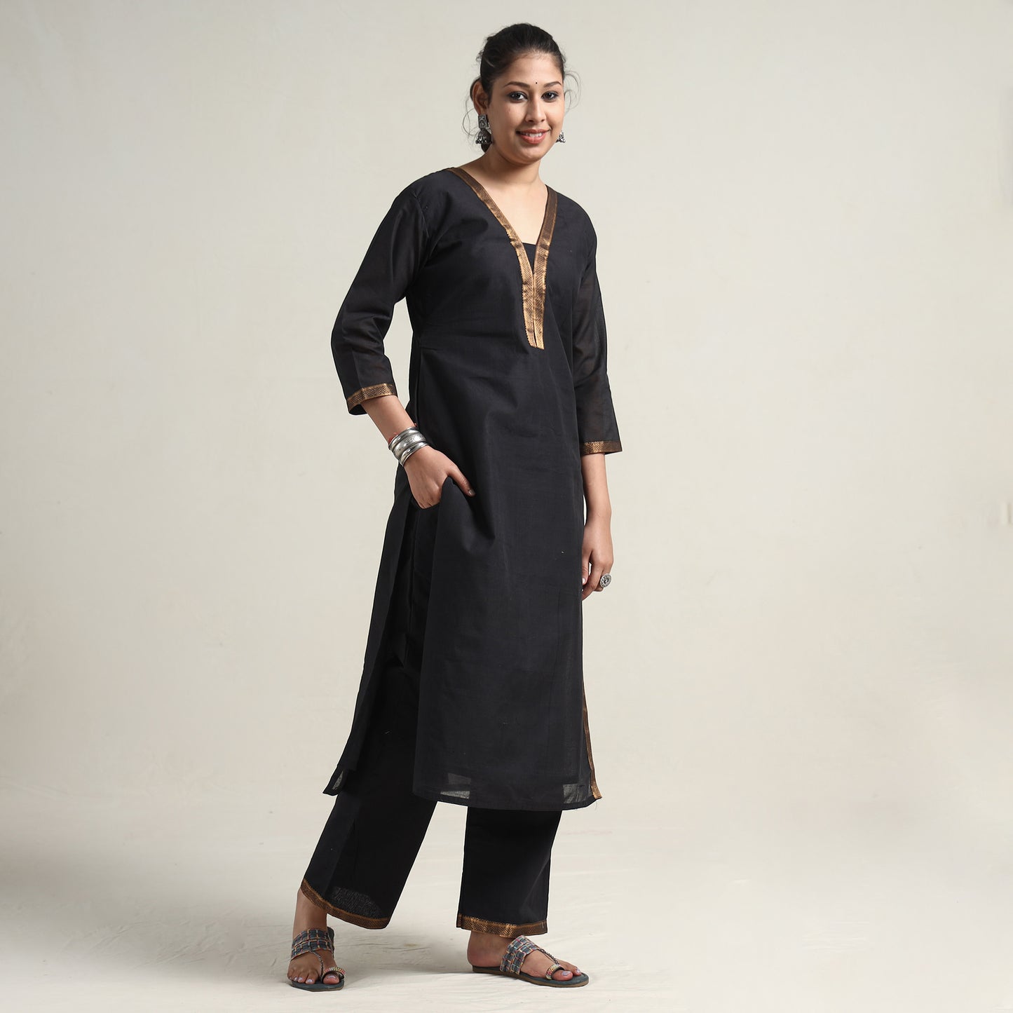 Mangalagiri Kurta with Palazzo & Dupatta Set