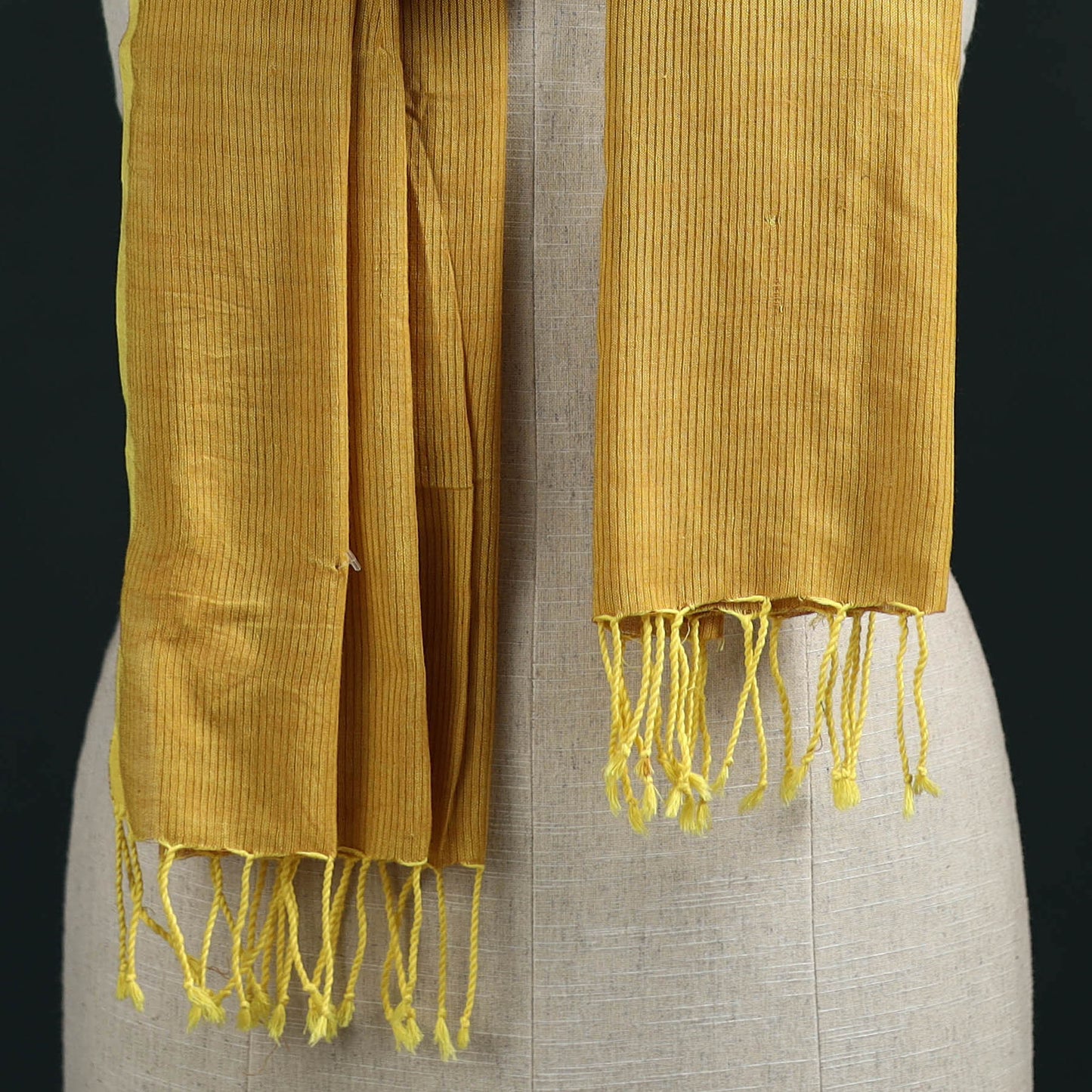 Yellow - Mangalagiri Handloom Cotton Stole with Tassels 01