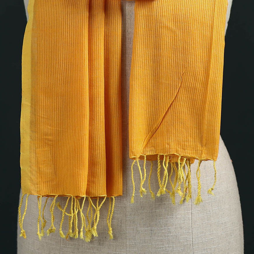 Yellow - Mangalagiri Handloom Cotton Stole with Tassels 03