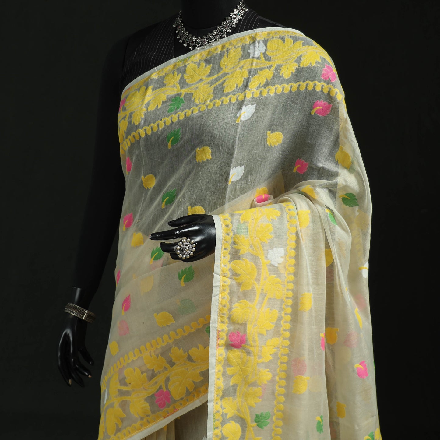 Silk Cotton Dhakai Jamdani Saree 13