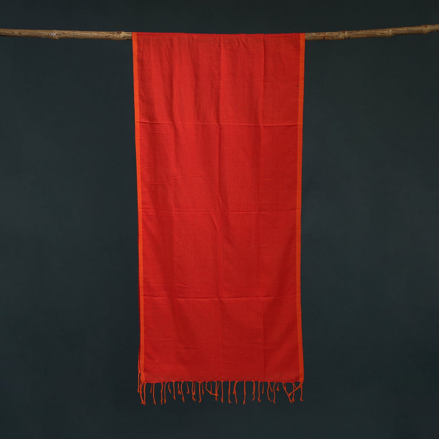 Red - Mangalagiri Handloom Cotton Stole with Tassels 02