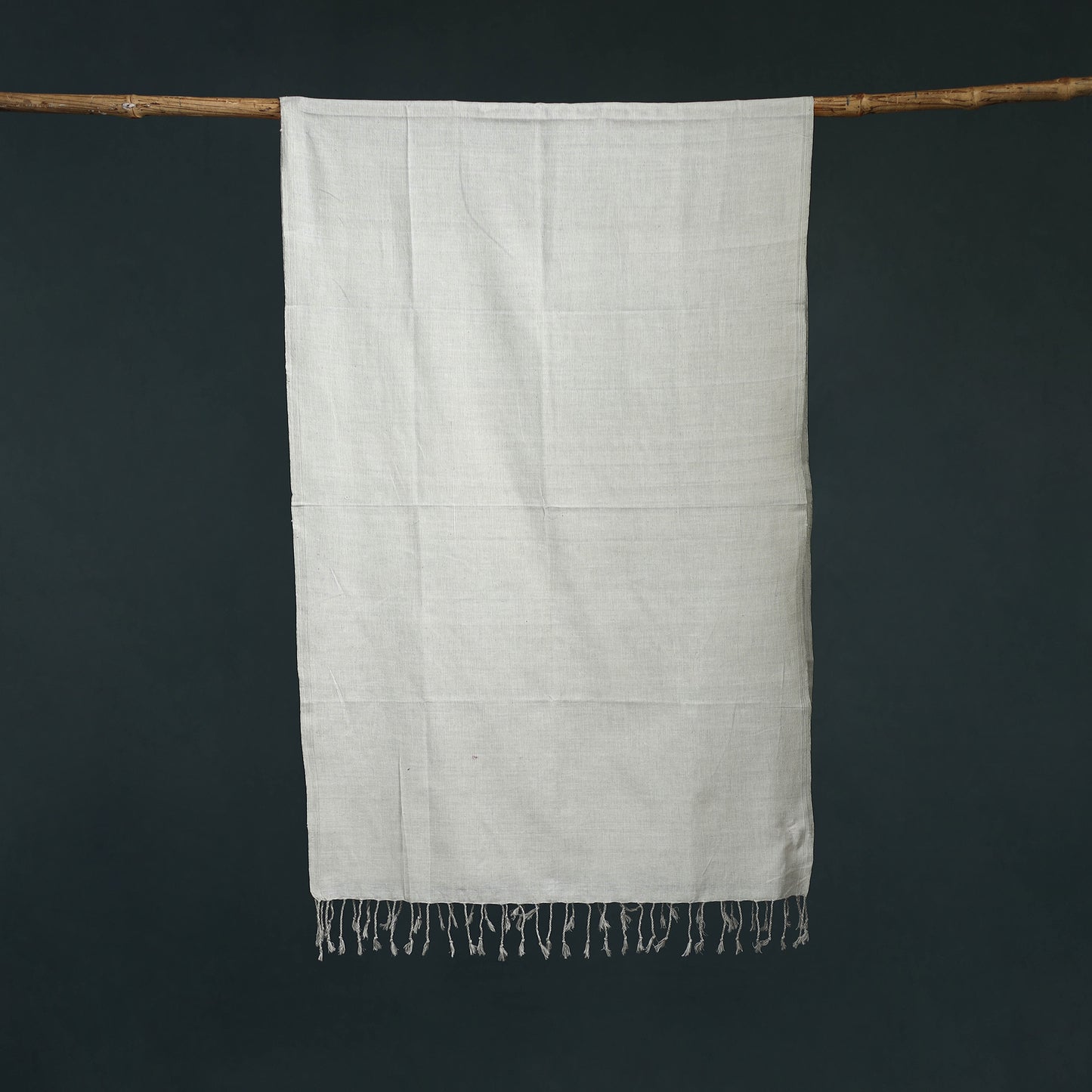 Grey - Mangalagiri Handloom Cotton Stole with Tassels 10