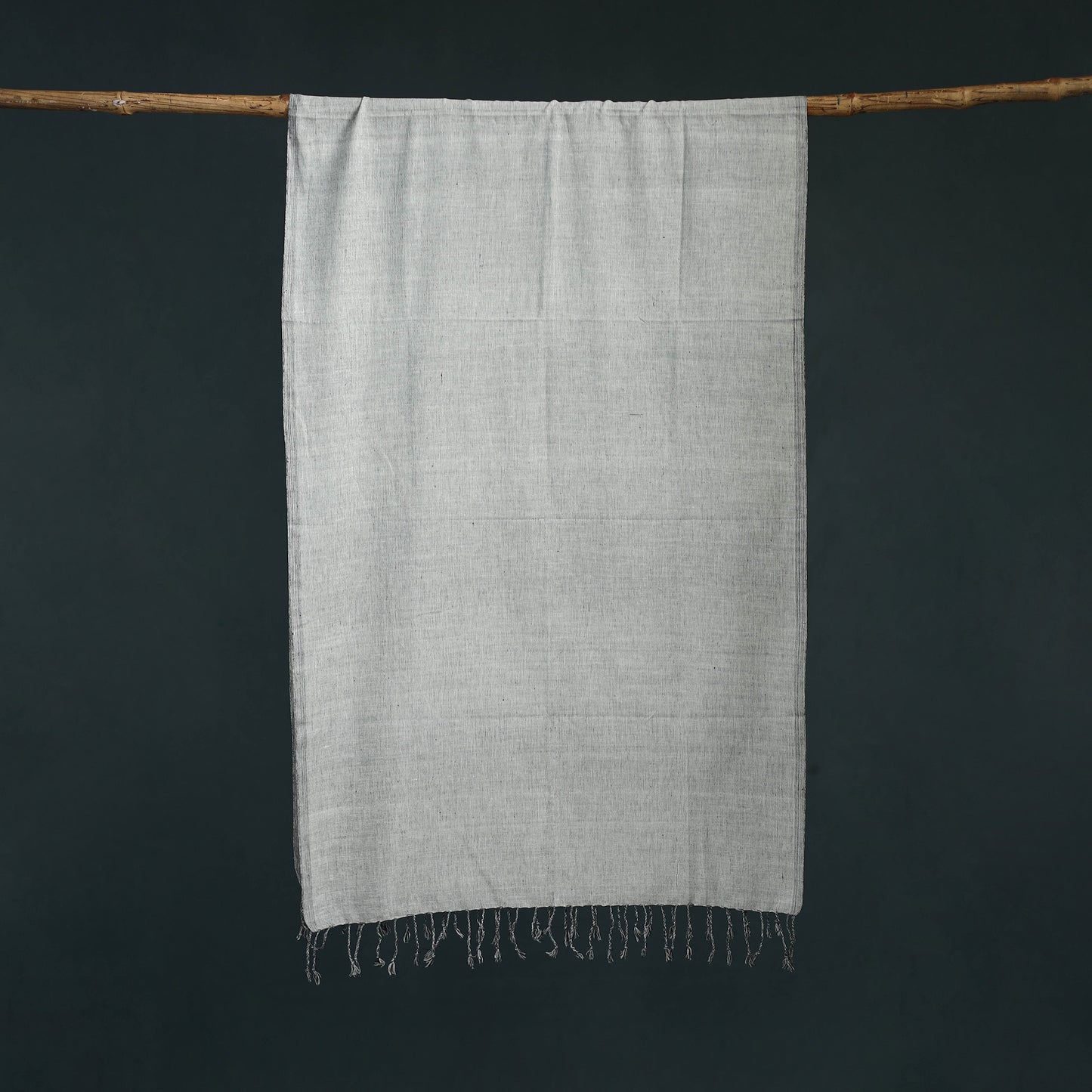 Grey - Mangalagiri Handloom Cotton Stole with Tassels 08
