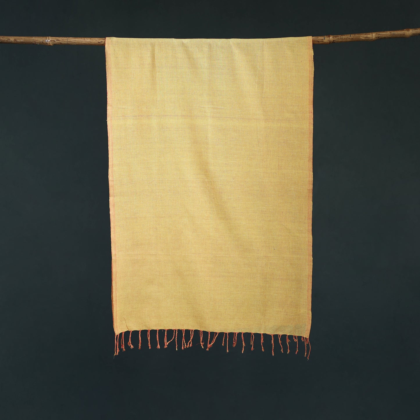 Yellow - Mangalagiri Handloom Cotton Stole with Tassels 07