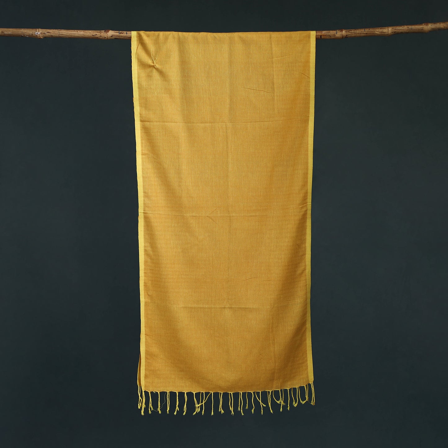Yellow - Mangalagiri Handloom Cotton Stole with Tassels 01