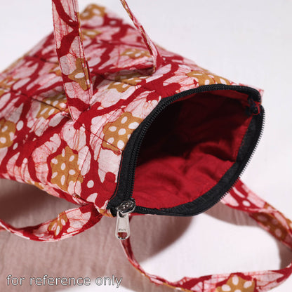Pink - Hand Batik Printed Quilted Cotton Sling Bag 24