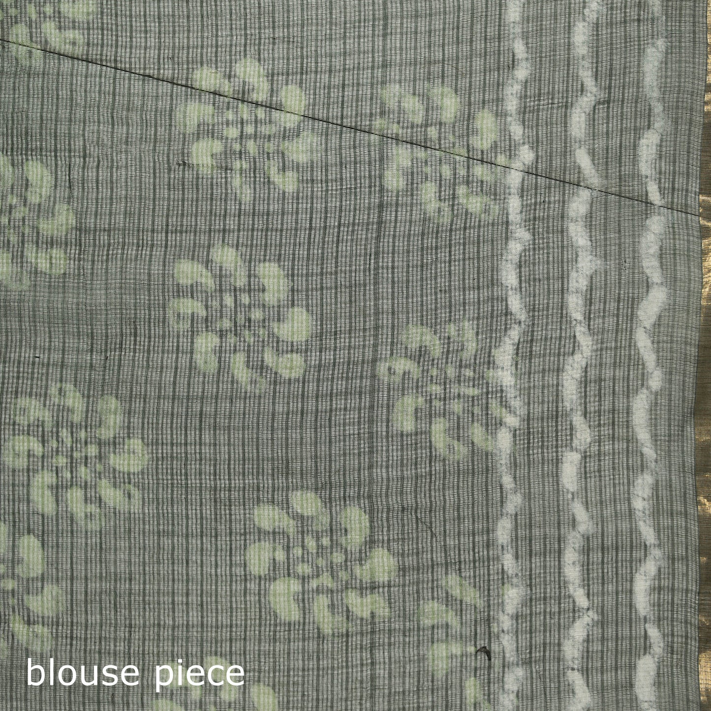Green - Batik Hand Block Print Kota Doria Cotton Saree 52