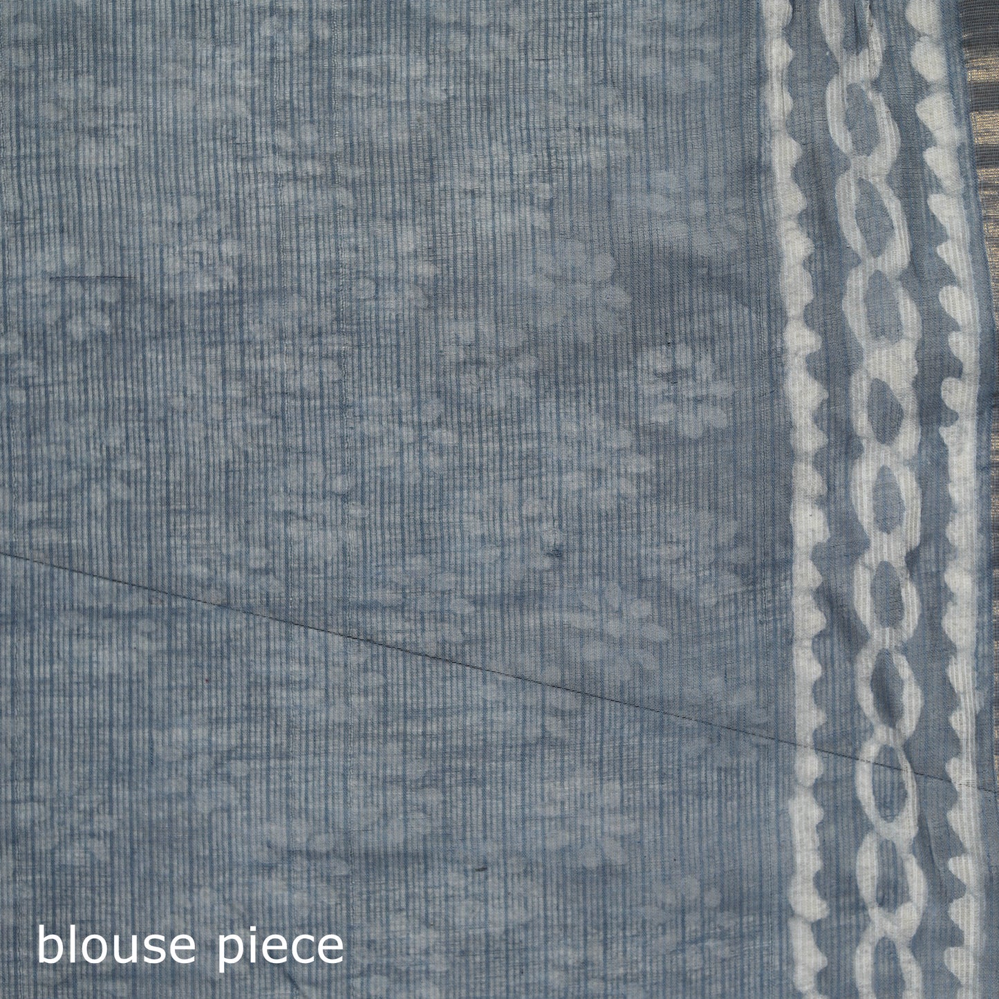 Blue - Batik Hand Block Print Kota Doria Cotton Saree 53