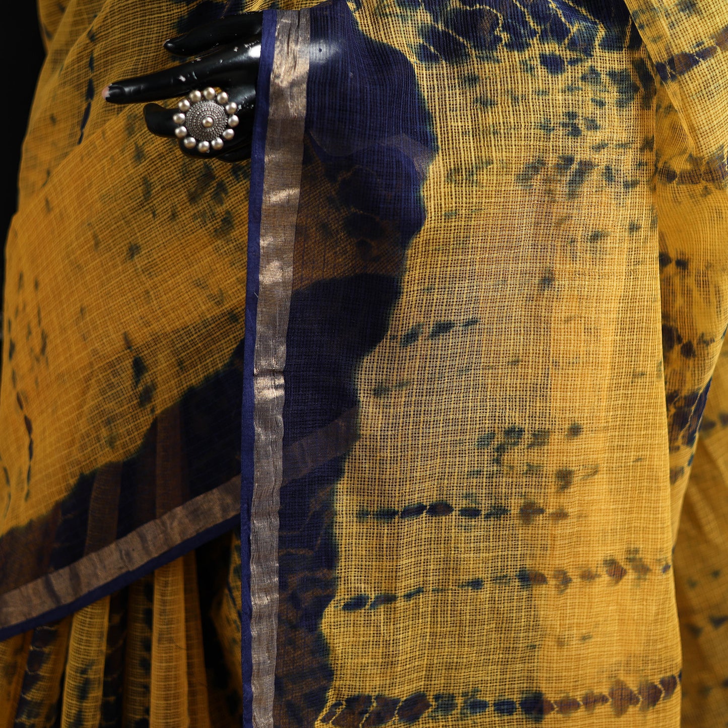 Yellow - Shibori Tie-Dye Kota Doria Cotton Saree 57
