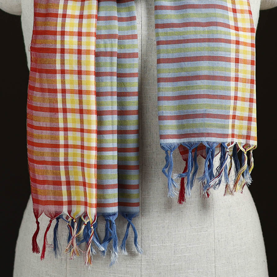 Multicolor - Pochampally Ikat Weave Cotton Stole 01