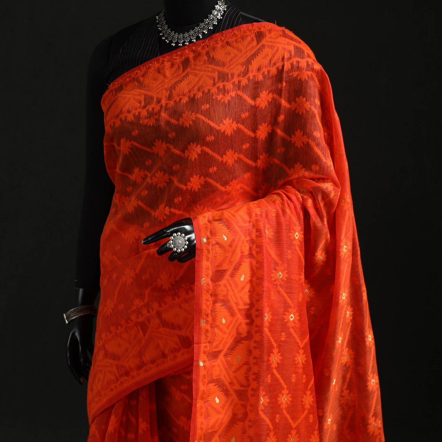 Silk Cotton Dhakai Jamdani Saree 10