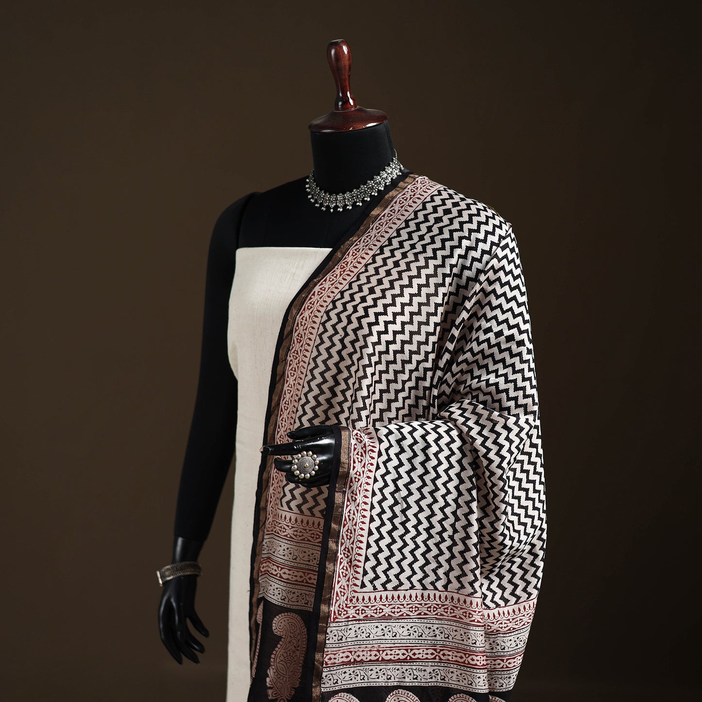 Bagh Hand Block Print Natural Dyed Chanderi Silk Handloom Dupatta 14