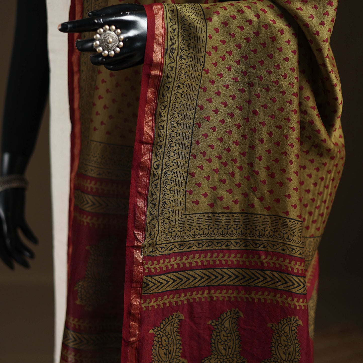 Bagh Hand Block Print Natural Dyed Chanderi Silk Handloom Dupatta 15