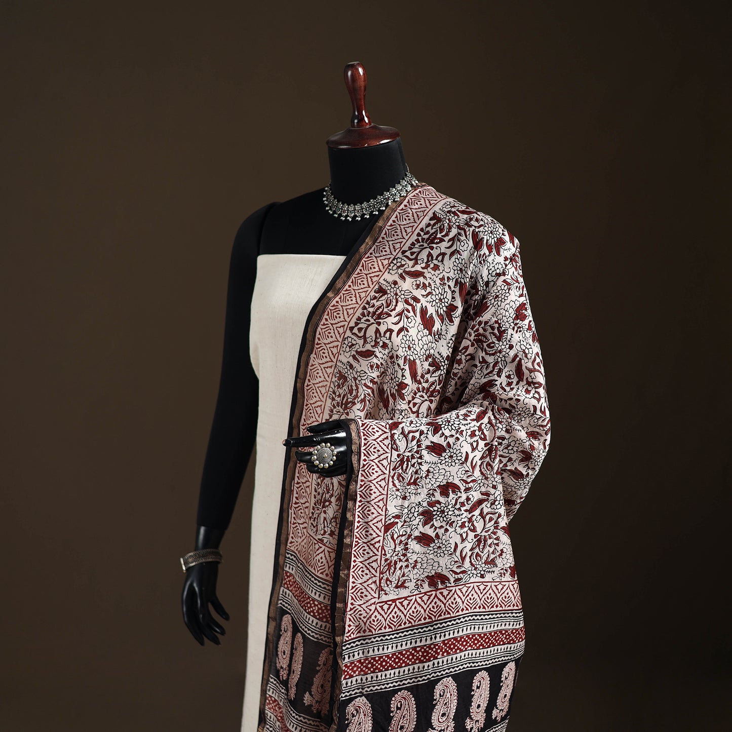 Bagh Hand Block Print Natural Dyed Chanderi Silk Handloom Dupatta 16